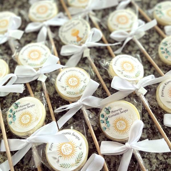 Lizak Okrągły Biały Złoty