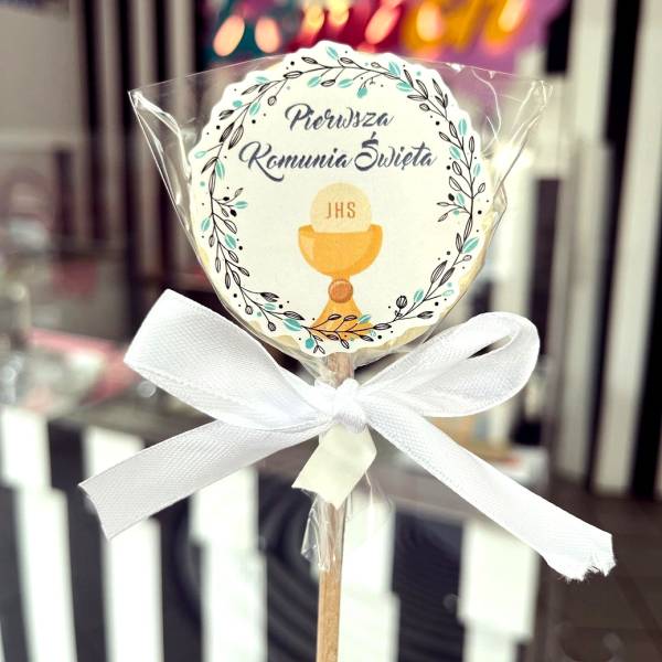 Lizak Okrągły Biały Złoty