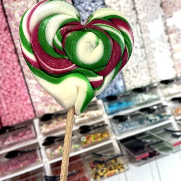 Lizak Serce Biały Zielony