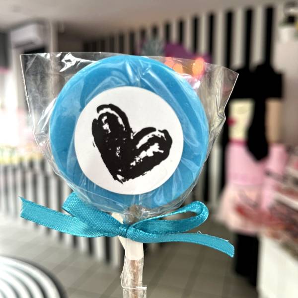 Lizak Okrągły Niebieski Biały