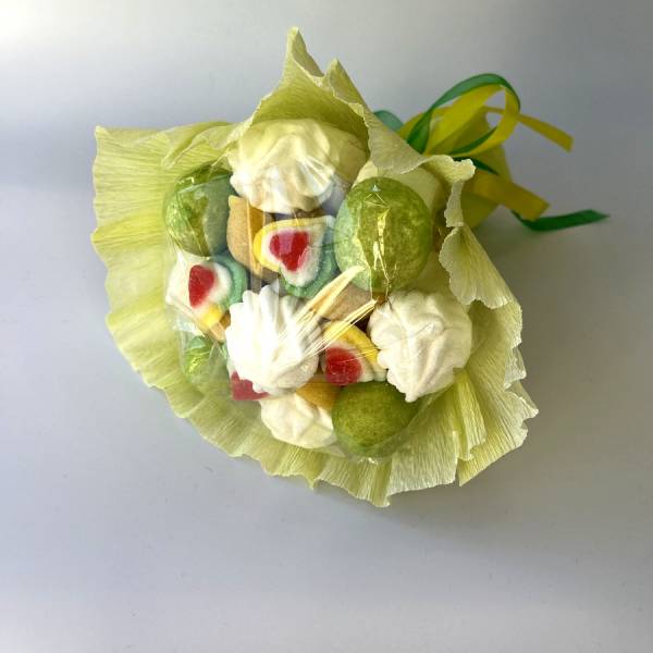 Słodki Bukiet Dziecięcy Żółty Biały