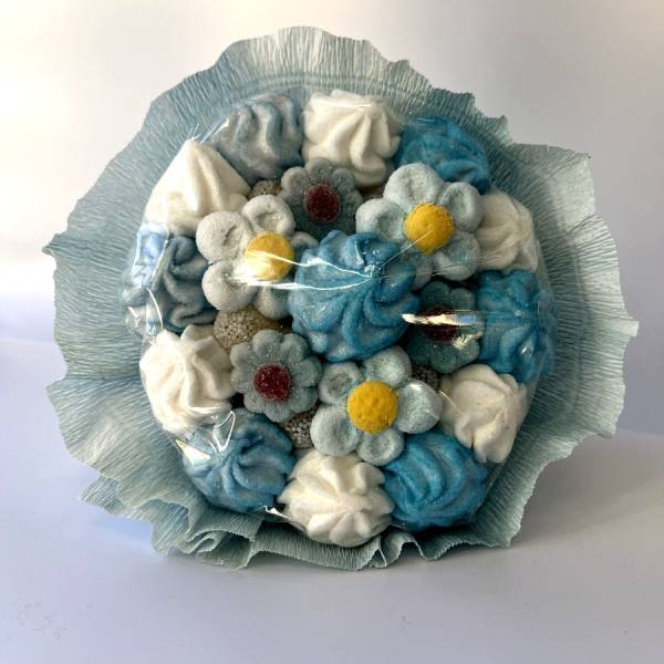 Słodki Bukiet Kwiecisty Błękitny Biały