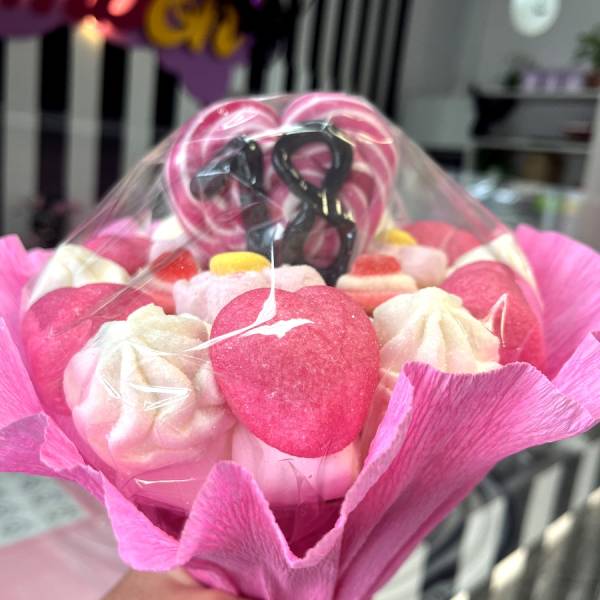 Słodki Bukiet Urodzinowy Różowy Biały