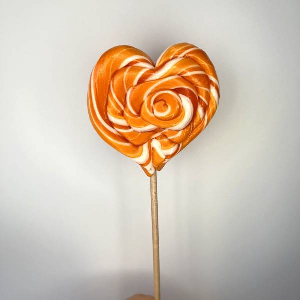 Lizak Serce Pomarańczowy Biały