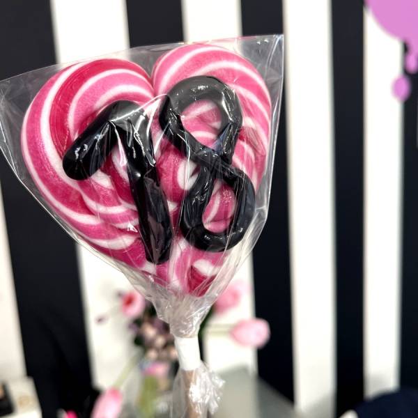 Lizak Serce Różowy Biały