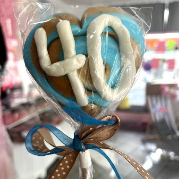 Lizak Serce Niebieski Brązowy