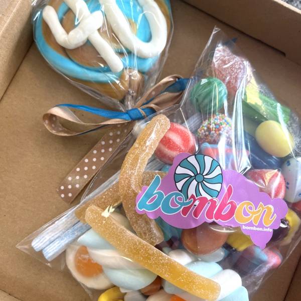 Lizak Serce Niebieski Brązowy