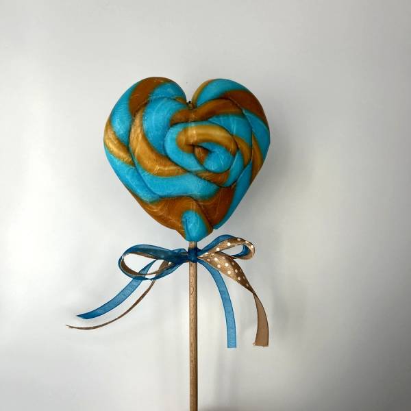 Lizak Serce Niebieski Złoty