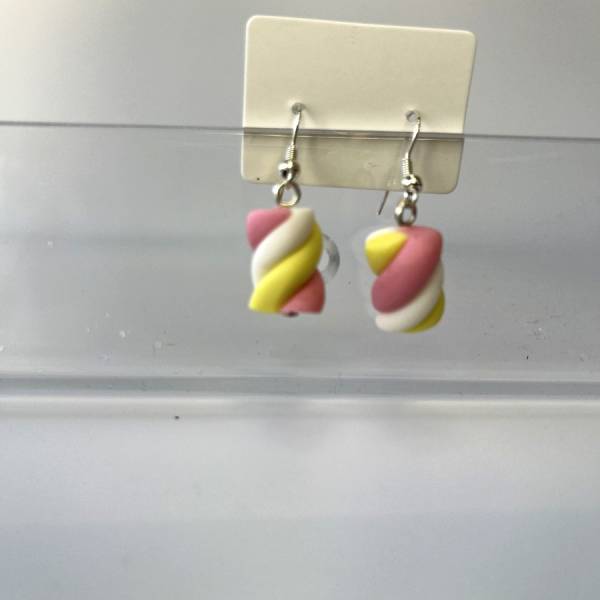 Kolczyki Cukierkowe Różowy Biały